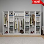 Midoser Kardelen Serisi Beyaz 7 Kapılı 13 Raflı 280 cm Elbise Dolabı