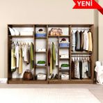 Midoser Kardelen Serisi Çam 7 Kapılı 10 Raflı 4 Askılı Elbise Dolabı 260 cm - Gardırop Seti - Atlantik Çam