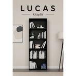 Midoser Lucas Serisi Siyah 5 Raflı Kitaplık