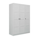 Midoser Mobilya Lucas 3 Kapaklı, 6 Raf Bölmeli, Askılıklı Geniş Elbise Dolabı, Gardırop, Beyaz 190x135