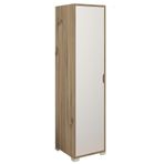 Midoser Nisan 40 cm Açık Ceviz-Beyaz 5 Raflı Kiler Tek Kapılı Banyo ve Elbise Dolabı