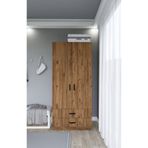 Midoser Yaman 80 cm Atlantik Çam 2 Kapakli 2 Çekmeceli Elbise Dolabı