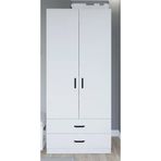 Midoser Yaman 80 cm Mat Beyaz 2 Kapaklı 2 Çekmeceli Gardırop