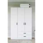 Midoser Yaman Mat Beyaz 3 Kapılı 2 Çekmeceli Elbise Dolabı
