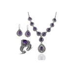 Midyat Nurtaş 201014416 Ametist Taşlı Gerdanlıklı Telkari Gümüş Üçlü Set