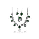 Midyat Nurtaş 201021805 Zümrüt Taşlı Gerdanlıklı Telkari Gümüş Üçlü Set