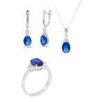 Midyat Nurtaş 201021906 Safir Taşlı 925 Ayar Gümüş Üçlü Set