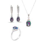 Midyat Nurtaş 201021907 Mistik Topaz Taşlı 925 Ayar Gümüş Üçlü Set