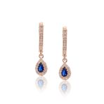 Midyat Nurtaş 201022755 Safir Taşlı Damla Model Rose Kaplama Gümüş Küpe