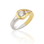 Midyat Nurtaş 201022858 Kristal Kesim Gold Kaplama 925 Ayar Zirkon Gümüş Yüzük