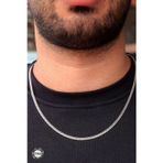 Midyat Nurtaş Gümüş 925 Ayar Gümüş Sıkı Ezme Gurmet Zincir Erkek Kolye 4 Mm 55 Cm