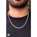 Midyat Nurtaş Gümüş 925 Ayar Gümüş Sıkı Ezme Gurmet Zincir Erkek Kolye 5 Mm 55 Cm