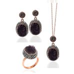 Midyat Nurtaş Gümüş Ametist Ve Taşlı 925 Ayar Gümüş Üçlü Set 201022358