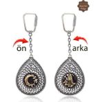 Midyat Nurtaş Gümüş Ayyıldız ve Tuğralı Damla Model Çift Taraflı Oksitli Gümüş Telkari Anahtarlık 201025187