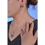 Midyat Nurtaş Gümüş Kadın Mercan Ve Safir Taşlı Oksitli Telkari Gümüş Üçlü Set Mng201013534