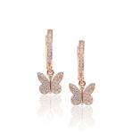 Midyat Nurtaş Gümüş Kelebek Model Zirkon Taşlı Rose Kaplama Gümüş Küpe 201022764