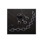 Midyat Nurtaş Gümüş Yakut Taşlı Midyat Telkari El Işçiliği Gümüş Dörtlü Set 20107843