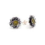 Midyat Nurtaş Gümüş Zeberced (Peridot) Taşlı Papatya Model Oksitli Telkari Gümüş Kadın Küpe 201024197