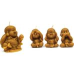 Mie Box Balmumu Mum Buda ve 3'lü Biblo( Görmedim , Duymadım, Bilmiyorum) - Sarı - 4 Adet