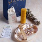 miebox make it easier Macabeli Enerji ve Arınma Seti (İncili Sedef Deniz KabuğuTütsülük + Palo Santo Tütsü + Balmumu Mum + Adaçayı Tütsü Demeti + Kese Tuz) (Adaçayı Seti)