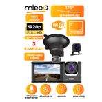Mieco 1S Wifi/1920P Fhd/Gece Görüşü Ve G-Sensörü/ 3 Kameralı Araç Kamerası (2025) Siyah
