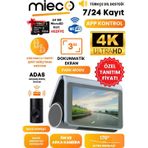 Mieco X8 Wifi /4K Uhd/ 170 Ultra Geniş Açı/ Kör Nokta / Adas/ Ön + Arka Araç Kamerası + Hafıza Kartı Hediyeli