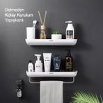 Miecoco Duvara Yapışkanlı Gri-Beyaz İkili Banyo ve Mutfak Düzenleme Rafı Seti Kolay Kurulum Özelliği ile