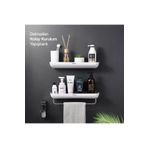 Miecoco Duvara Yapışkanlı (İKİLİ) Banyo Ve Mutfak Düzenleme Rafı Set Gri-beyaz