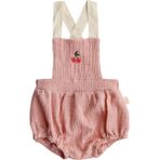 Miela Kids Kiraz Nakışlı Müslin Bebek Salopet - Somon - 9 - 12 Ay
