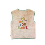 Miela Kids Slogan Nakışlı Peluş Yelek - Bej