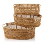 Mien 1573 3'lü Doğal Rattan Oval Çok Amaçlı Düzenleyici Sepet Seti