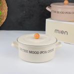 Mien 20 Cm Tırtıklı Emaye Tencere Fil Dişi - Fildişi