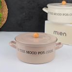 Mien 22 Cm Tırtıklı Emaye Tencere Toprak - 22CM