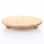 Mien 32 cm Bambu Top Ayaklı Sunumluk – Doğal Ahşap Servis Tabağı, Şık Sunum Tepsisi - 32 cm bambu yuvarlak sunum tabağı - Kahverengi