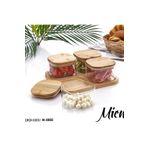 MİEN 4'LÜ BAMBU KAPAKLI KAHVALTI SETİ ÇEREZLİK SET GERÇEK BAMBU