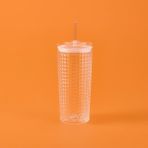Mien 550 ml Şeffaf Pipetli Cam Bardak