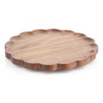 Mien Akasya Döner Standlı Servis Tabağı - 31 cm - Ahşap Lazy Susan Sunum Tablası