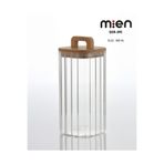 MİEN Bambu Kare Vakumlu Kapak Çizgili Kavanoz 1500ml