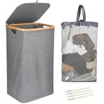 Mien Bambu Kenarlı Kumaş Katlanabilir 100 Lt Çamaşır Sepeti 44x33x70