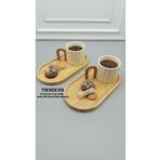 MİEN Bambu Oval Sunumluk Seti Çay Kahve Sunumluğu 2 Parça