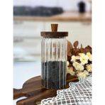 Mien Borosilikat Çizgili Cam Kavanoz 950 ml - Şeffaf - 1 Adet