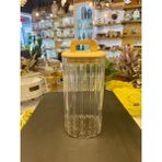 Mien Lıne Kare Cam Kavanoz 1500ML - Ahşap - Bej