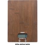MİEN Mien Akasya Dikdörtgen Dijital Mutfak Terazisi - 5 kg Kapasite - Bambu Desenli Hassas Tartı - Kahverengi