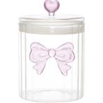 MİEN Mien Şeffaf Cam Fiyonk Detaylı Kavanoz 1000 ml – Kapaklı Dekoratif Saklama Kabı (11X15 Cm)
