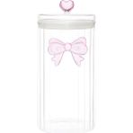 MİEN Mien Şeffaf Cam Fiyonk Detaylı Kavanoz 1800 ml – Contalı Kapaklı Büyük Boy Dekoratif Saklama Kabı (24X11 Cm)