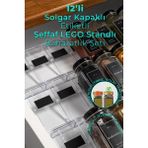 Mienda Home 12'li Şeffaf Lego Standlı Cam Baharatlık Seti Kapaklı Etiketli Baharatlık Takım MH03SYH12