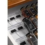 Mienda Home Şeffaf LEGO Tasarım Standlı 12'li Cam Baharatlık Seti, Siyah Kapak ve Etiketli Baharatlık Takımı MH03SYH12