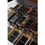 Mienda Home Şeffaf Pleksi Standlı 12'li Cam Baharatlık Seti, Siyah Kapak ve Etiketli Baharatlık Takımı MH02SYH12