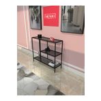 Mienmo Liora Metal Dresuar Dekoratif Çok Raflı Kahve Köşesi Konsol Siyah Füme Camlı 100 Cm