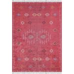 Mieroszow Kırmızı Madalyon Modern Geometrik Etnik Desenli Boho Makinada Yıkanabilir Hav Toz Vermez Leke Tutmaz Kaymaz Taban Dijital Makine Baskı Halı Oturma Odası Salon Yolluk Koridor Mutfak Halısı